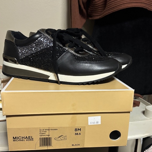 Michael Kors Black and Silver Glitter Sneakers - Picture 2 of 7